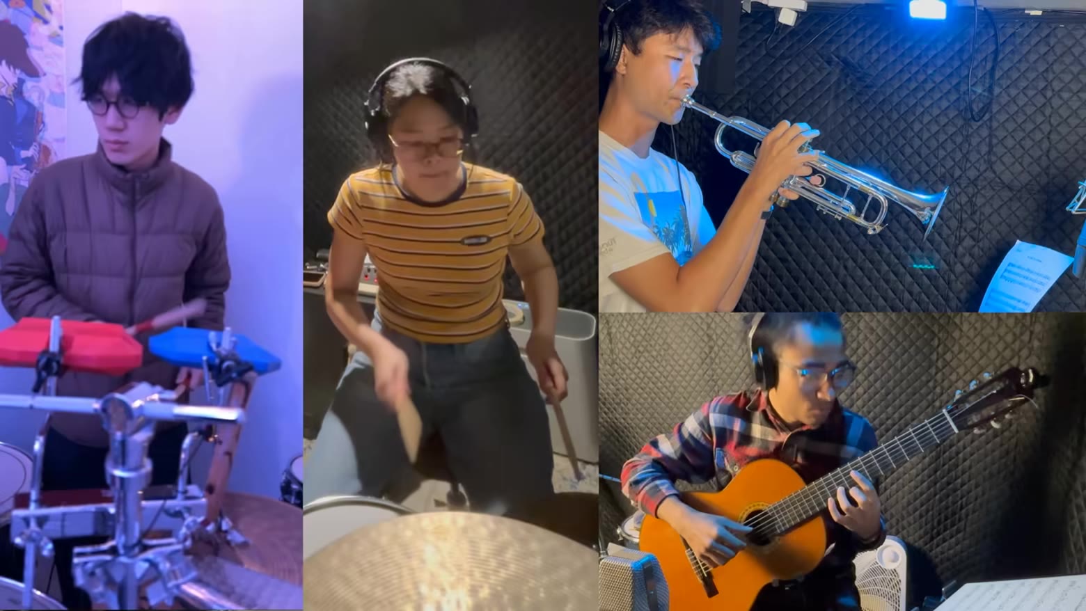 The ensemble recording the Frog In The Pocket soundtrack in NYC